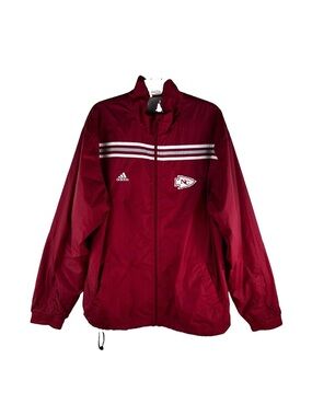 Adidas Mens XL Red Windbreaker Jacket Zip NC Patch North Carolina University